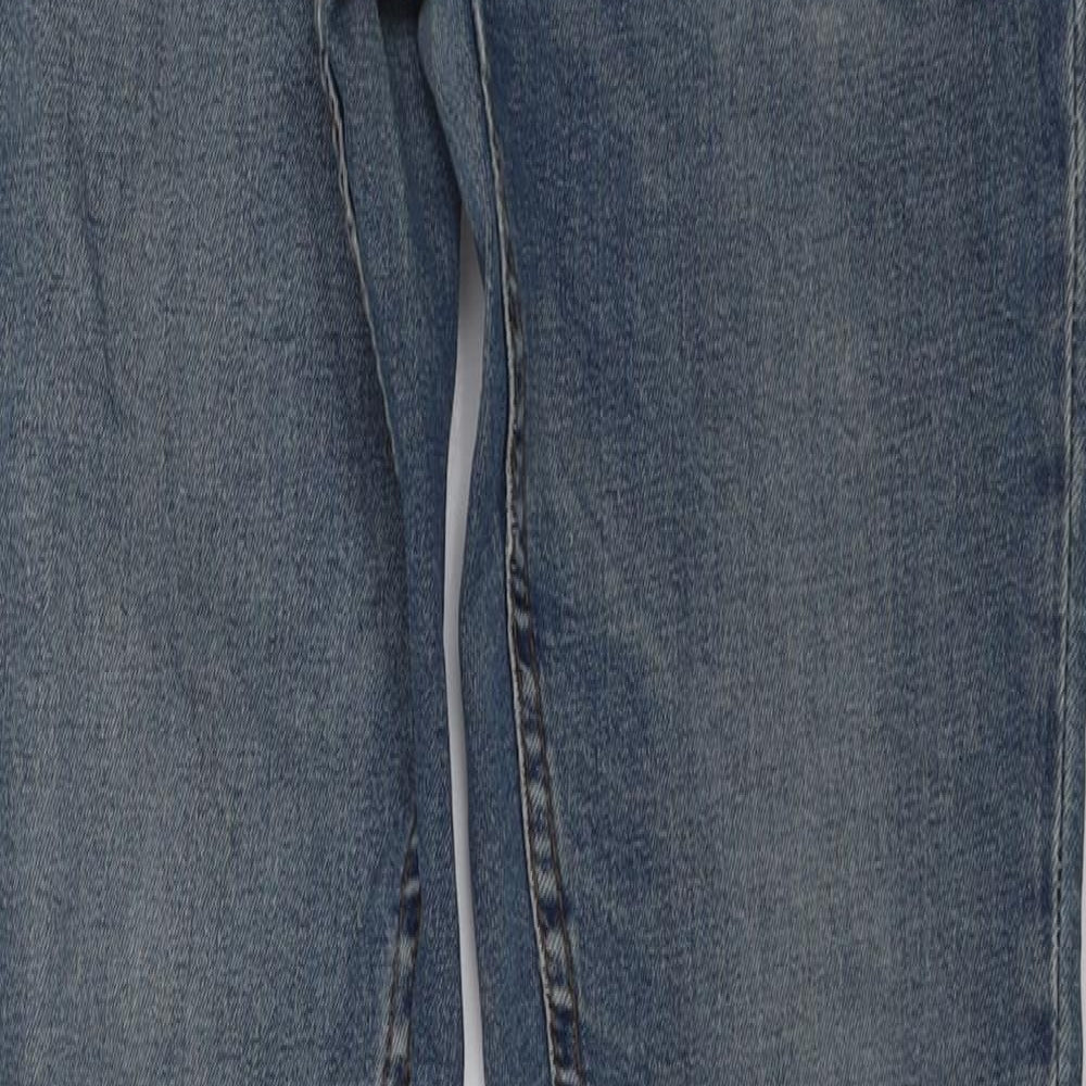 Zara Mens Blue Cotton Straight Jeans Size 30 in L32 in Regular Button