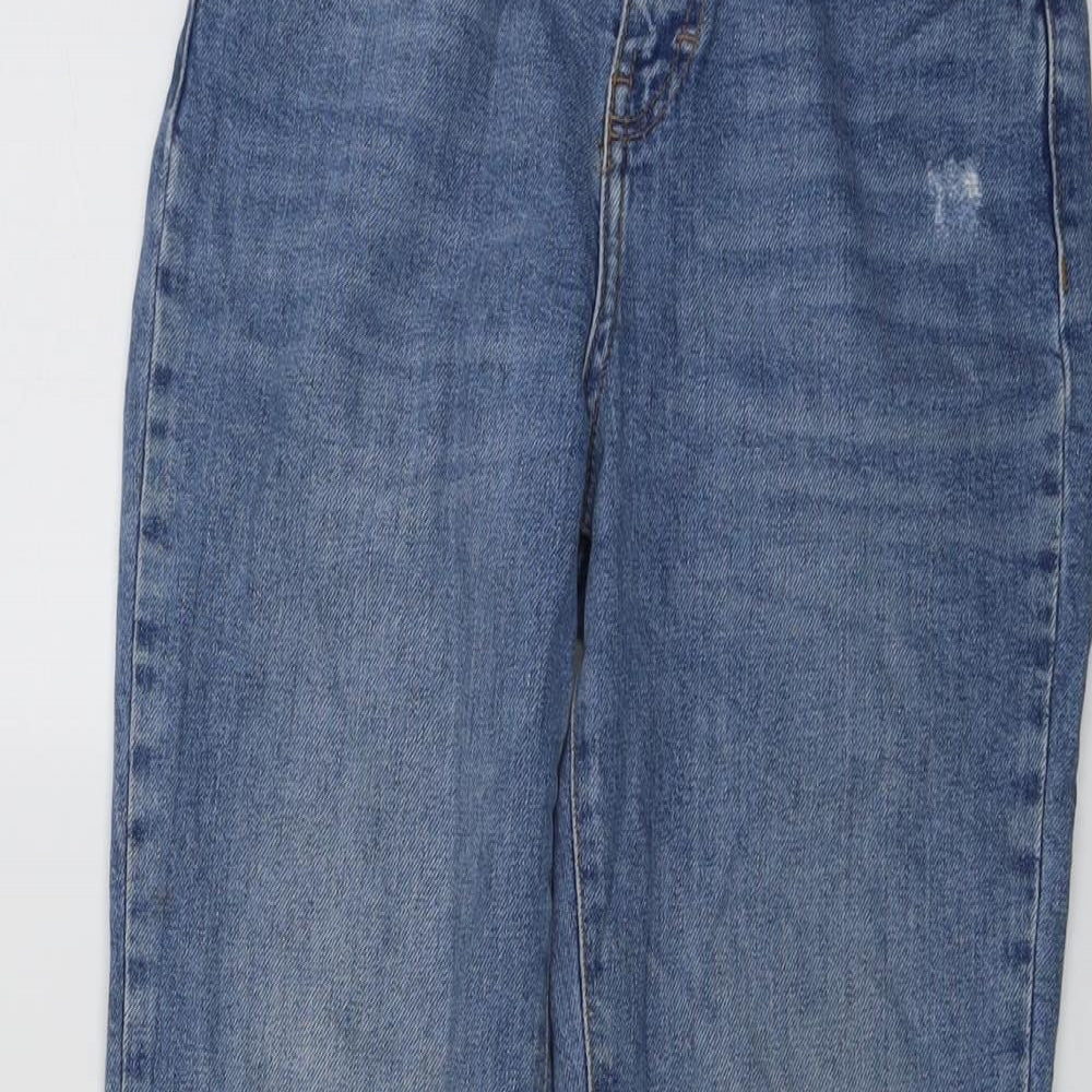 Topshop Womens Blue Cotton Wide-Leg Jeans Size 26 in L25 in Regular Button