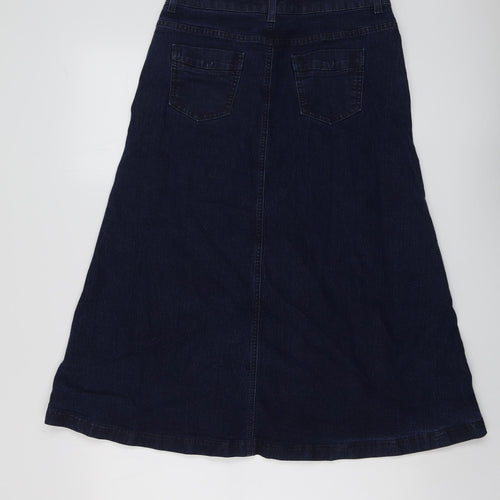 Per Una Womens Blue Cotton A-Line Skirt Size 10 Button