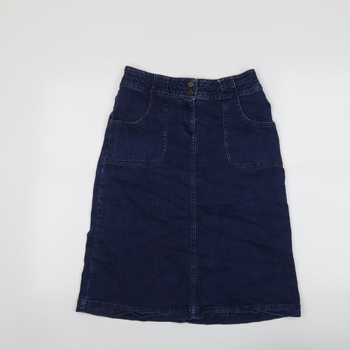 Blue 73 Womens Blue Cotton A-Line Skirt Size 10 Button