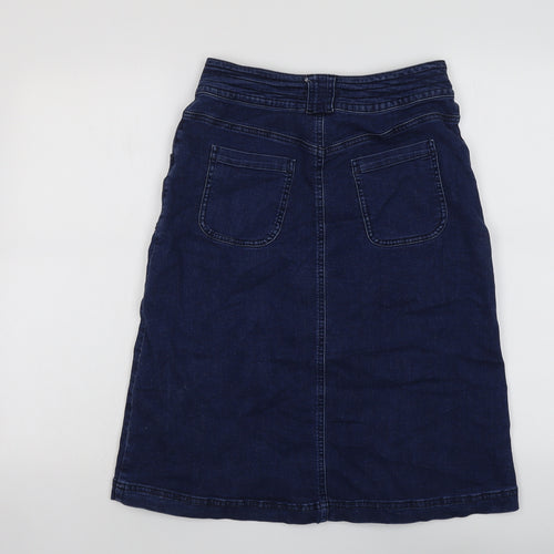 Blue 73 Womens Blue Cotton A-Line Skirt Size 10 Button