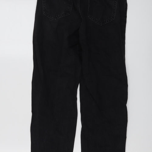 Zara Womens Black Cotton Mom Jeans Size 6 L27 in Regular Button