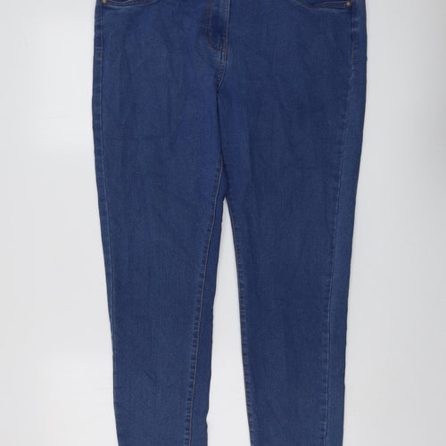 Bonmarché Womens Blue Cotton Skinny Jeans Size 16 L29 in Regular Button
