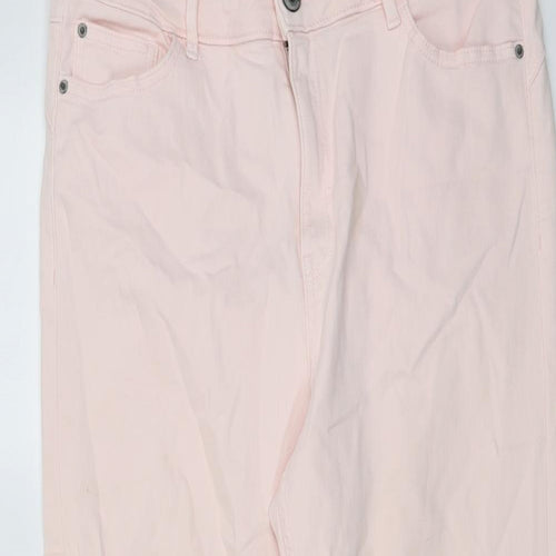 Marks and Spencer Womens Pink Cotton Straight Jeans Size 16 L24 in Regular Button