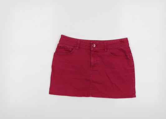 H&M Womens Pink Cotton Mini Skirt Size 10 Button