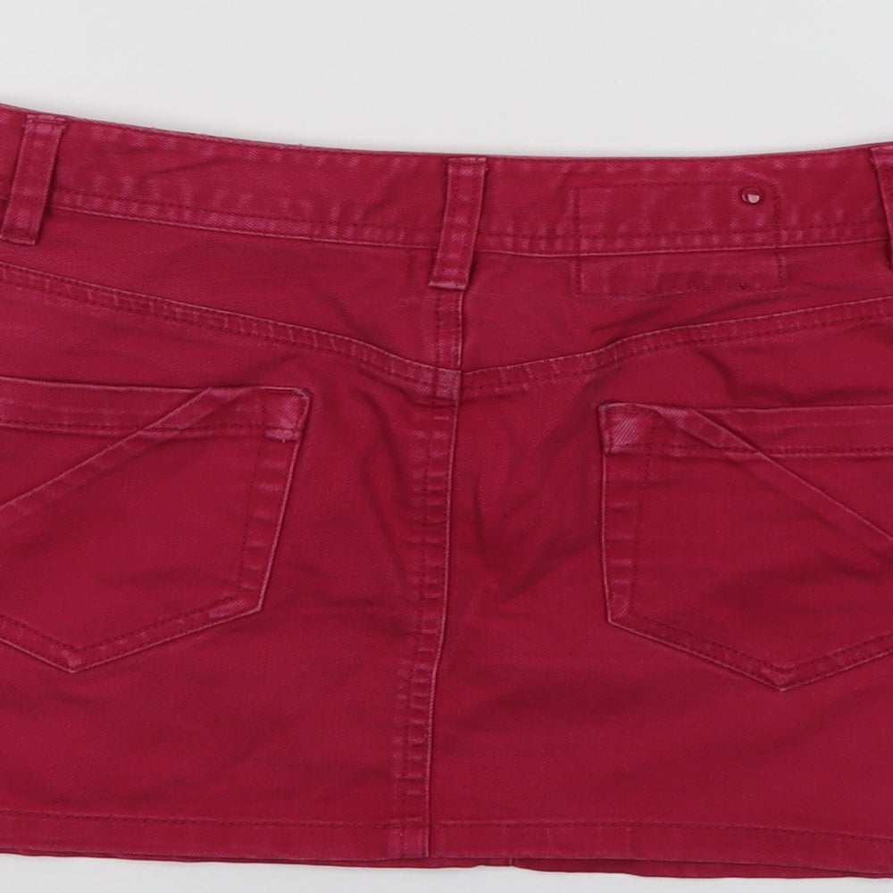 H&M Womens Pink Cotton Mini Skirt Size 10 Button