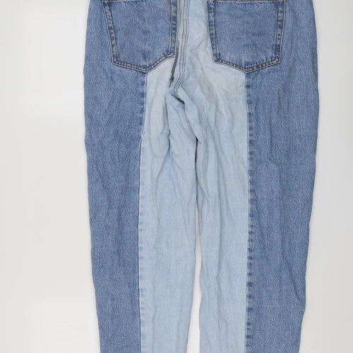 STR Womens Blue Cotton Mom Jeans Size 14 L26 in Regular Button - Distressed Hem