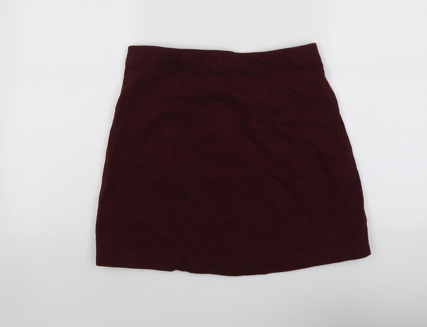 New Look Womens Red Cotton A-Line Skirt Size 10 Button