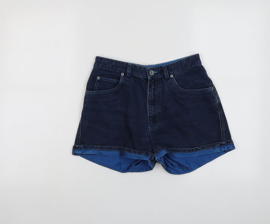 NEXT Womens Blue Cotton Hot Pants Shorts Size 10 L3 in Regular Button