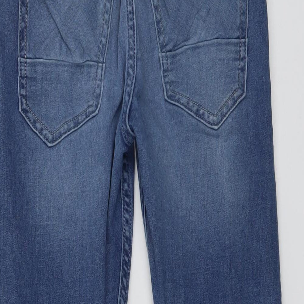 H&M Boys Blue Cotton Tapered Jeans Size 7-8 Years Regular Drawstring