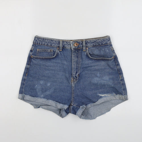 FOREVER 21 Womens Blue Cotton Cut-Off Shorts Size 27 in L3 in Regular Button - Distressed