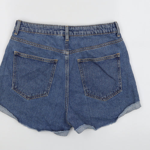 FOREVER 21 Womens Blue Cotton Cut-Off Shorts Size 27 in L3 in Regular Button - Distressed