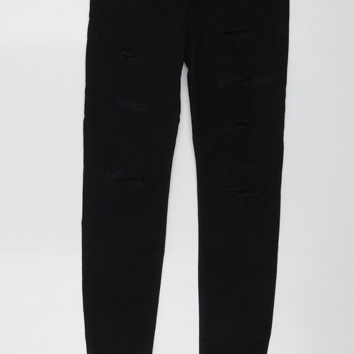 Topshop Womens Black Cotton Skinny Jeans Size 26 in L27 in Regular Button