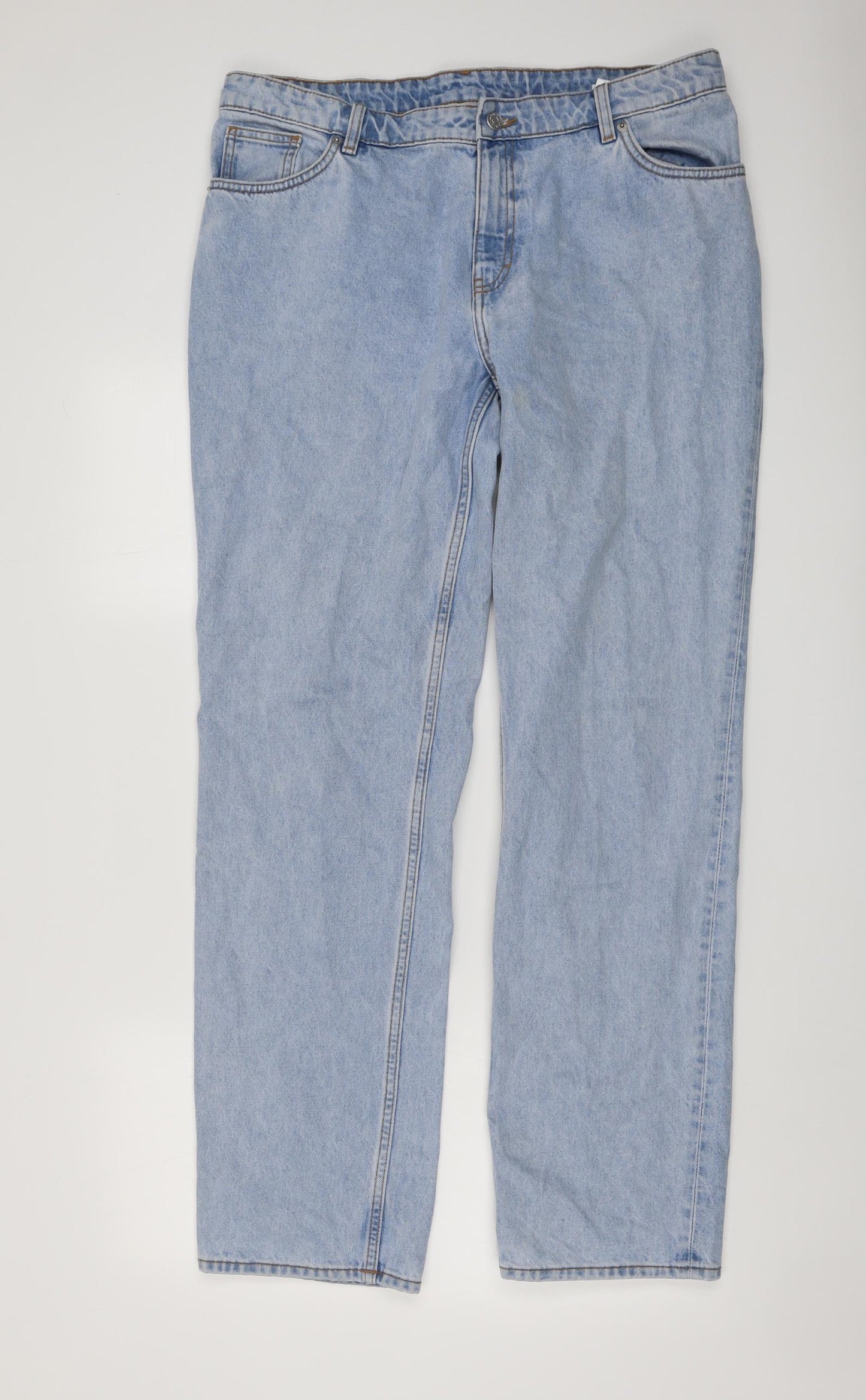Monki Mens Blue Cotton Straight Jeans Size 33 in L32 in Regular Button