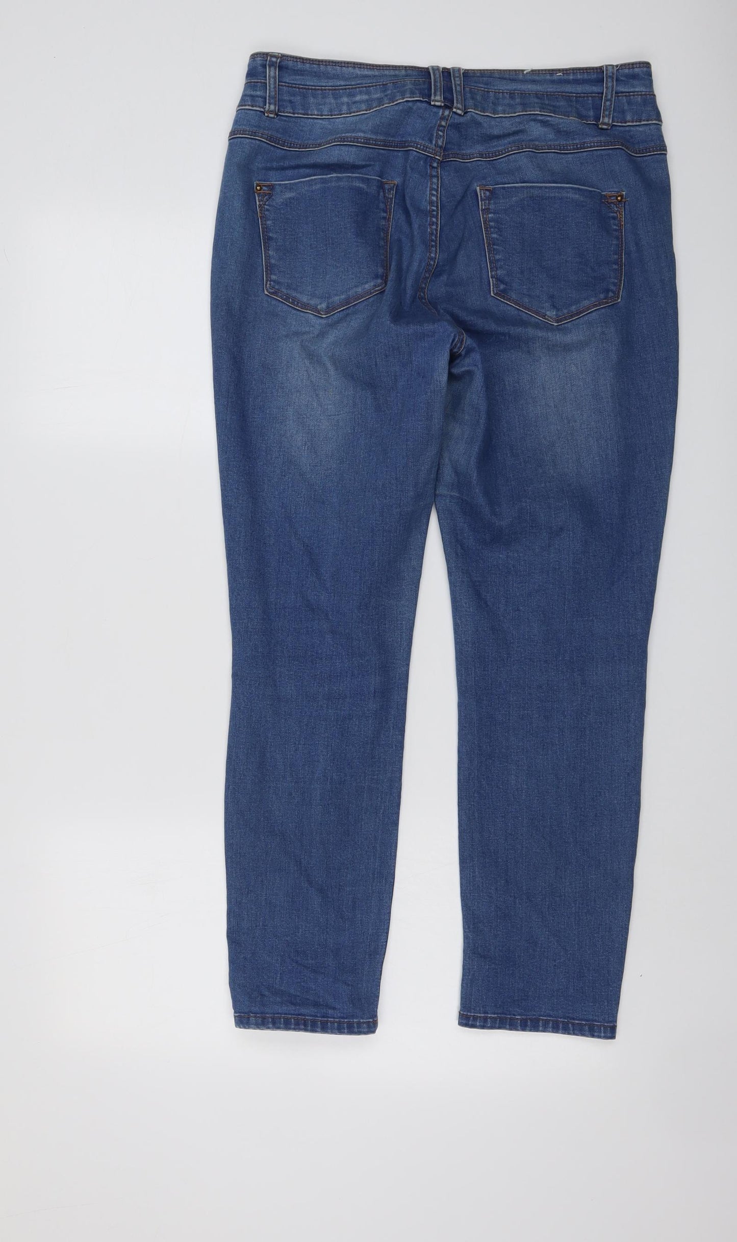 New Look Womens Blue Cotton Skinny Jeans Size 12 L27 in Regular Button