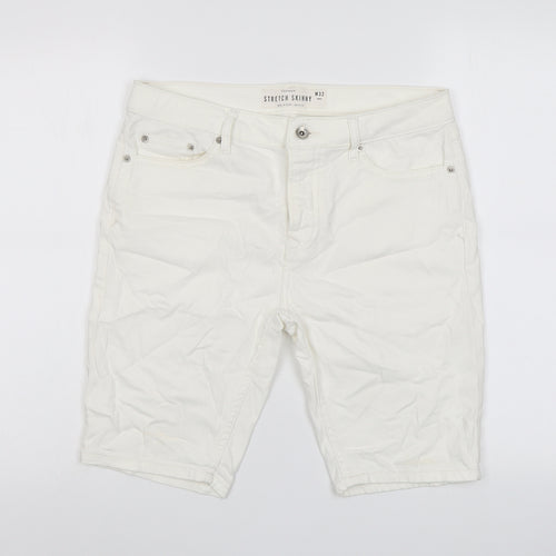 Topman Mens Ivory Cotton Chino Shorts Size 32 in L10 in Regular Button