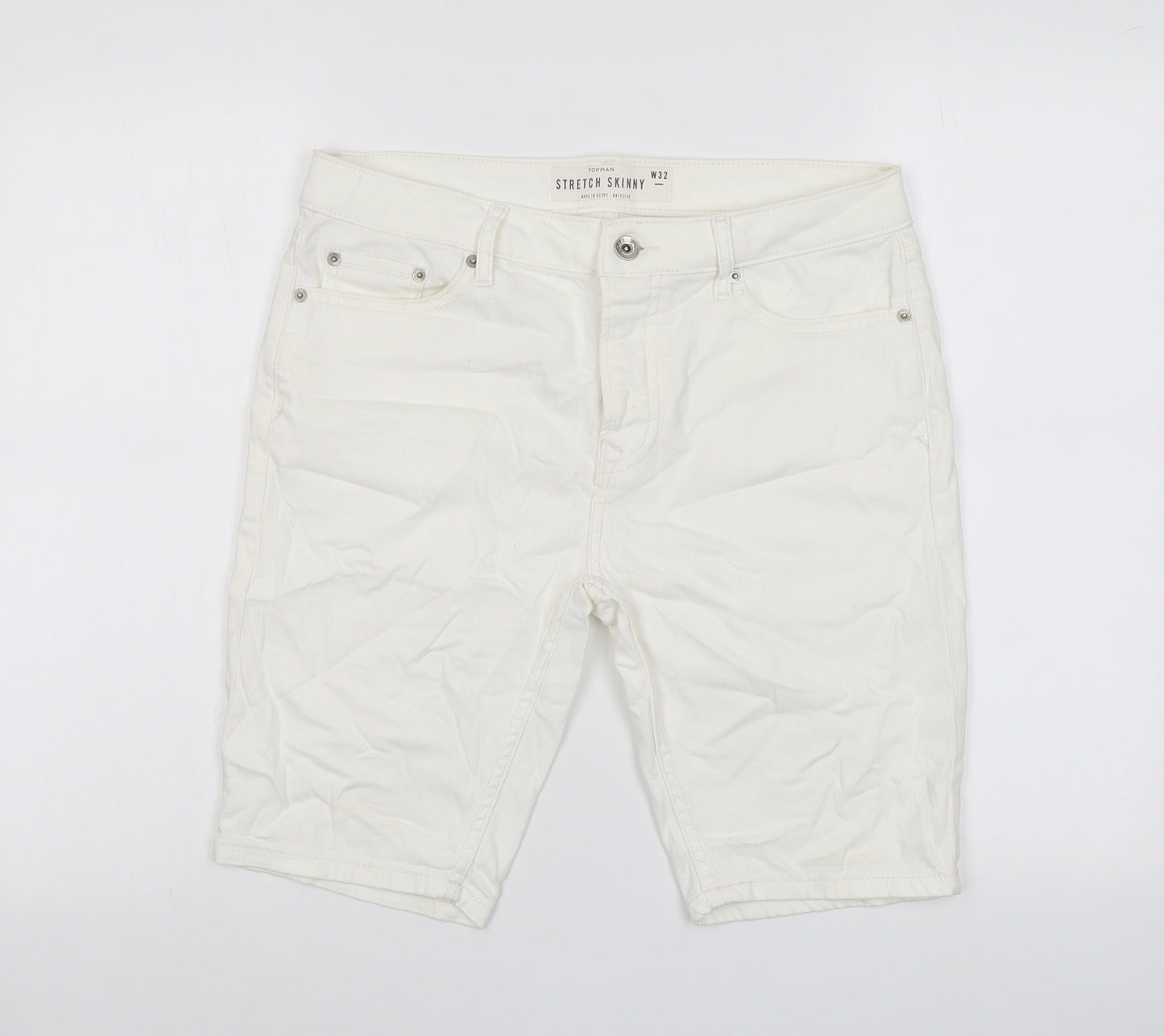 Topman Mens Ivory Cotton Chino Shorts Size 32 in L10 in Regular Button