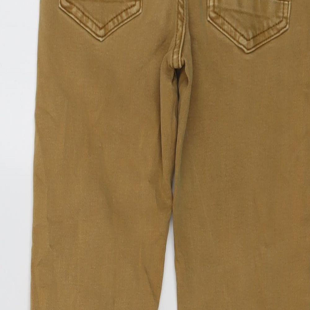 Marks and Spencer Boys Brown Cotton Straight Jeans Size 6-7 Years Regular Drawstring