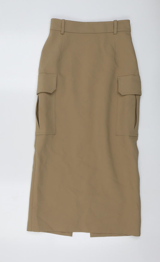 Marks and Spencer Womens Beige Polyester Cargo Skirt Size 6 Zip