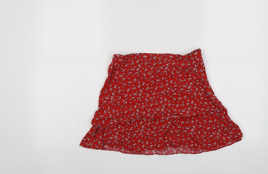 Urban Outfitters Womens Red Floral Viscose Tutu Skirt Size M Zip
