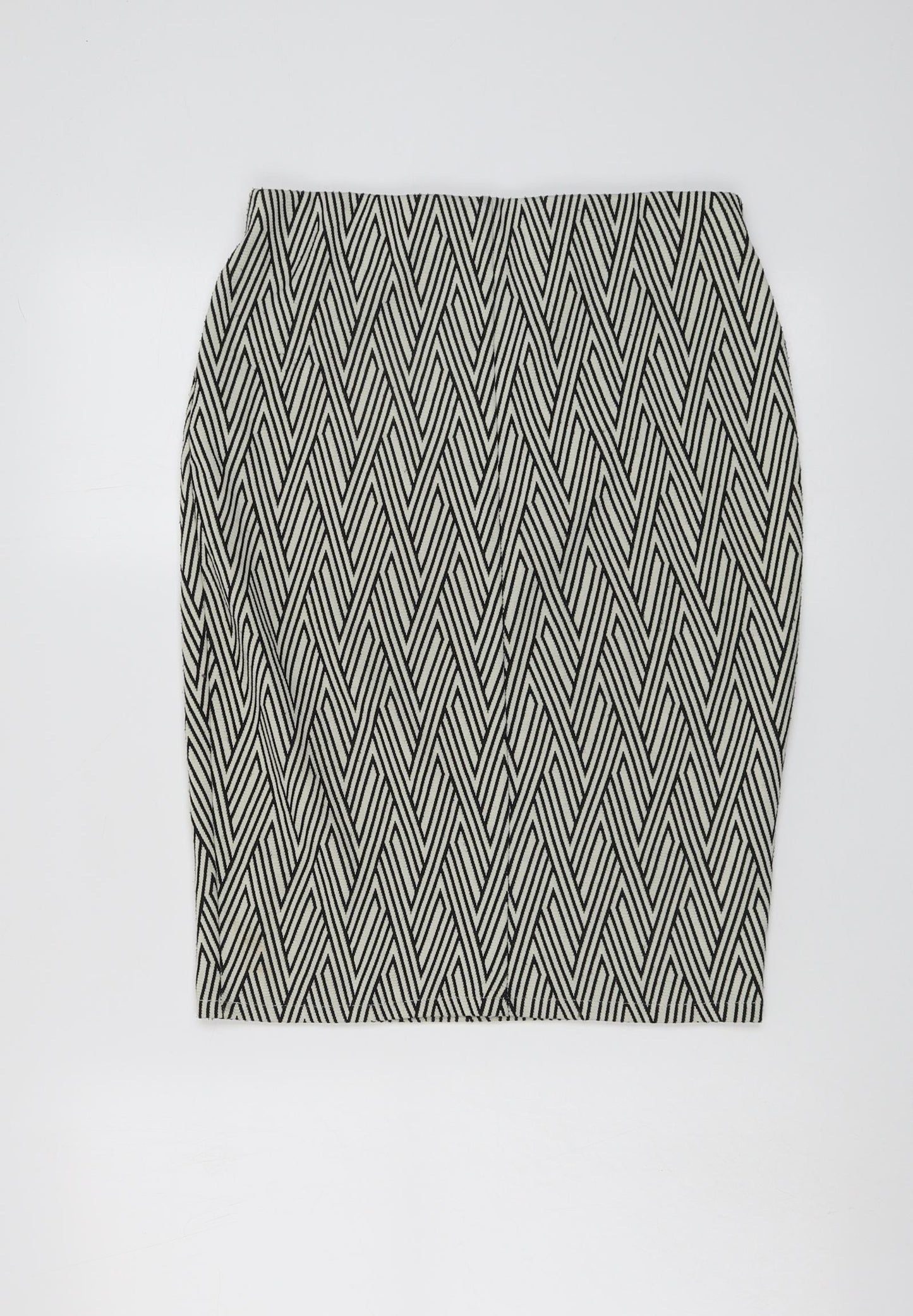 Mango Womens Beige Geometric Polyester Straight & Pencil Skirt Size M