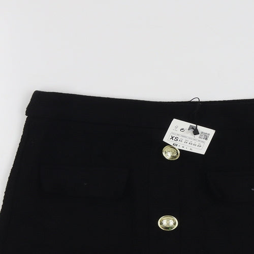 Zara Womens Black Cotton Sailor Shorts Size XS L3 in Regular Zip
