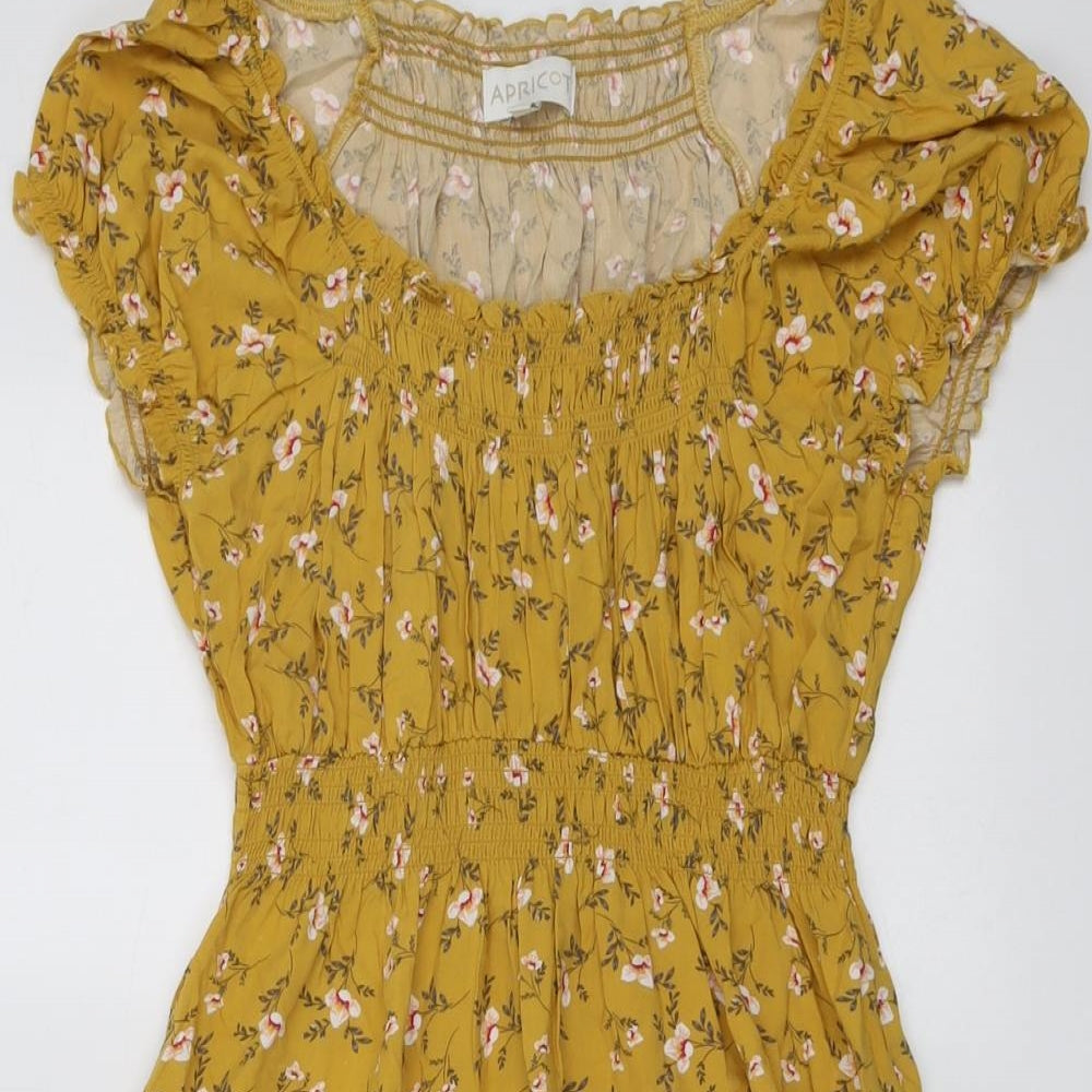 Apricot Womens Yellow Floral Viscose A-Line Size 12 Round Neck Pullover