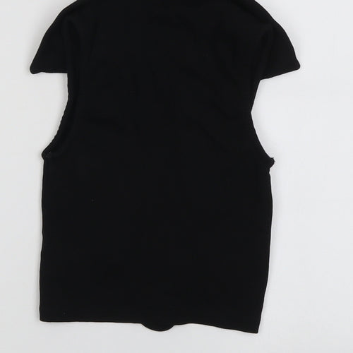 New Look Womens Black Polyester Cropped Tank Size 10 Collared