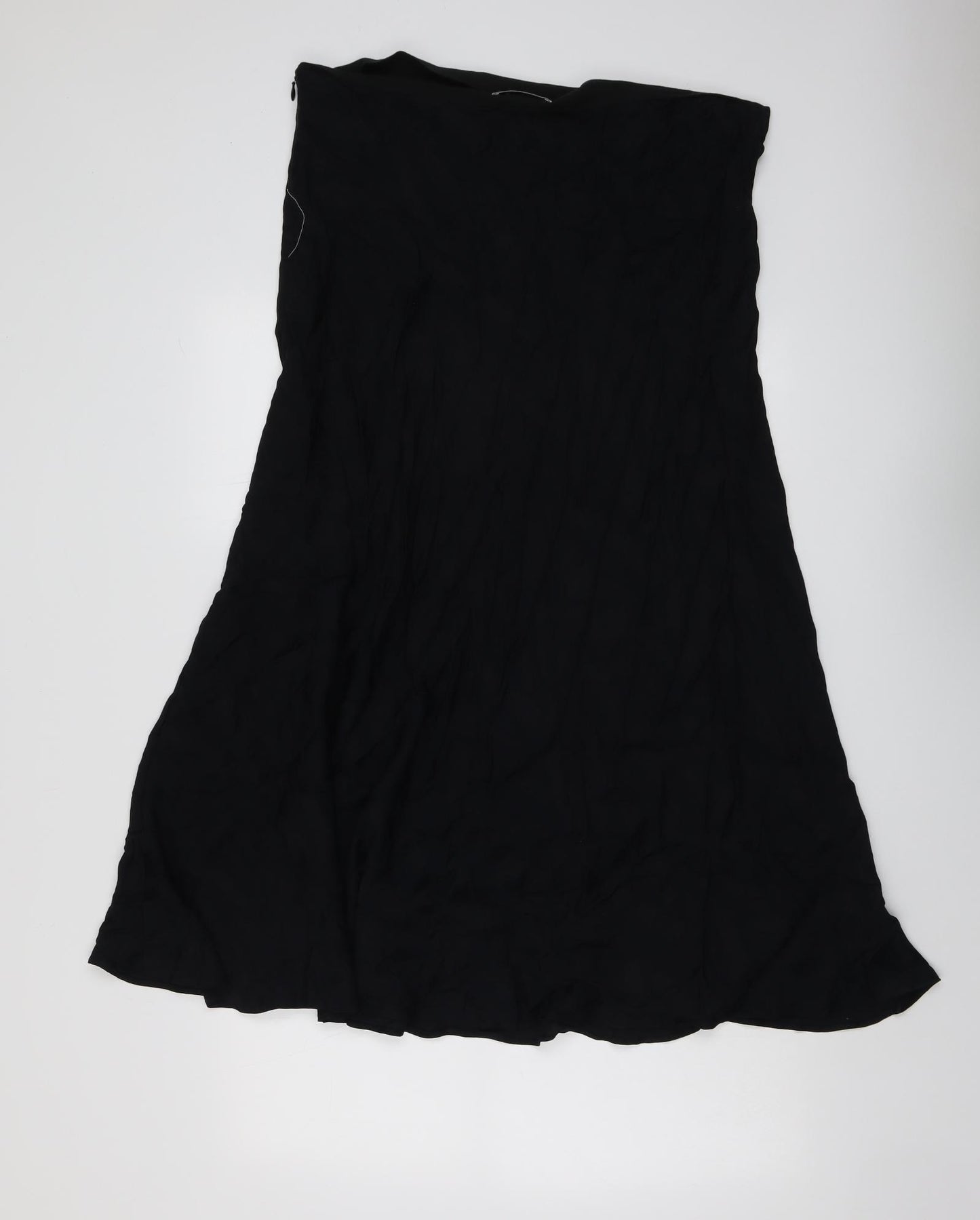 Marks and Spencer Womens Black Geometric Viscose Swing Skirt Size 18 Zip