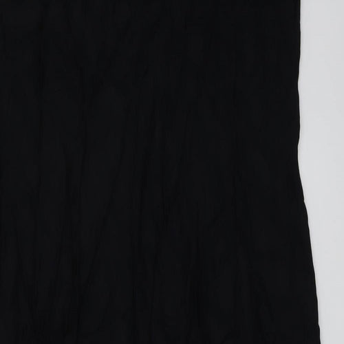 Marks and Spencer Womens Black Geometric Viscose Swing Skirt Size 18 Zip
