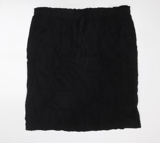 Marks and Spencer Womens Black Linen A-Line Skirt Size 24 Drawstring