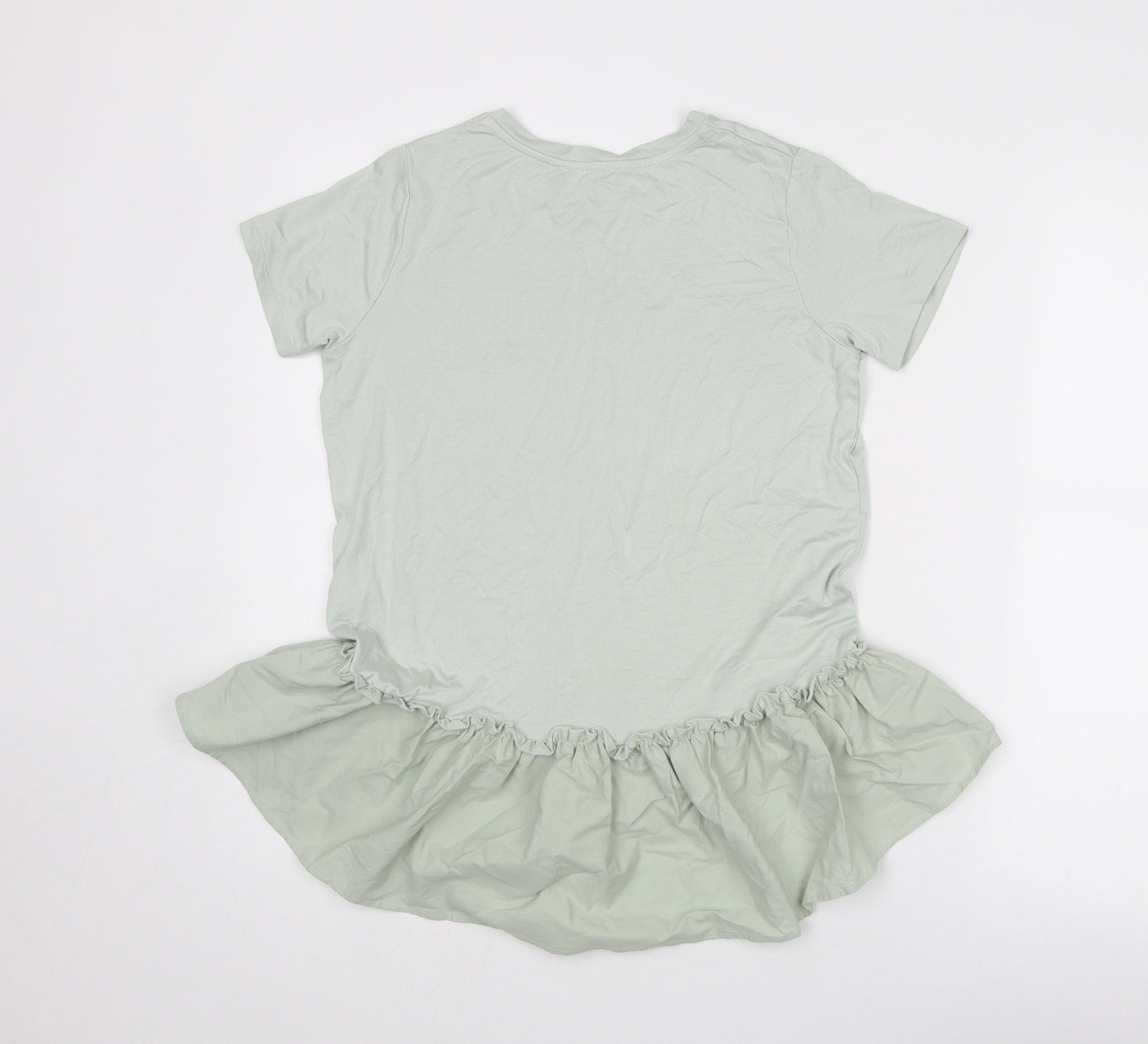 New Look Womens Green Viscose Basic T-Shirt Size 8 Round Neck