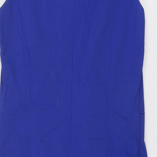 Roman Womens Blue Viscose Sheath Size 16 Scoop Neck Zip - Cap Sleeve