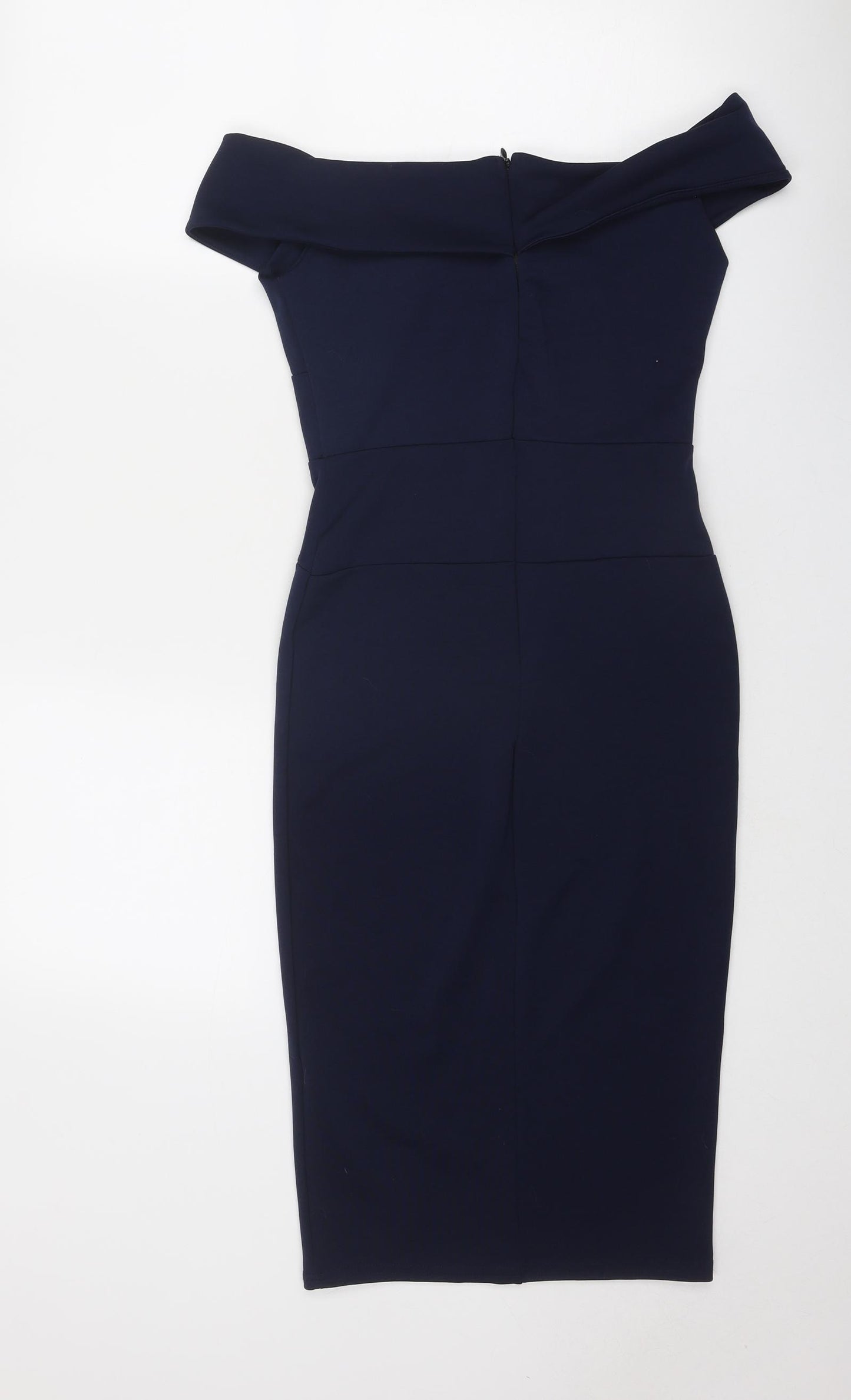 Boohoo Womens Blue Polyester Bodycon Size 10 Off the Shoulder Zip