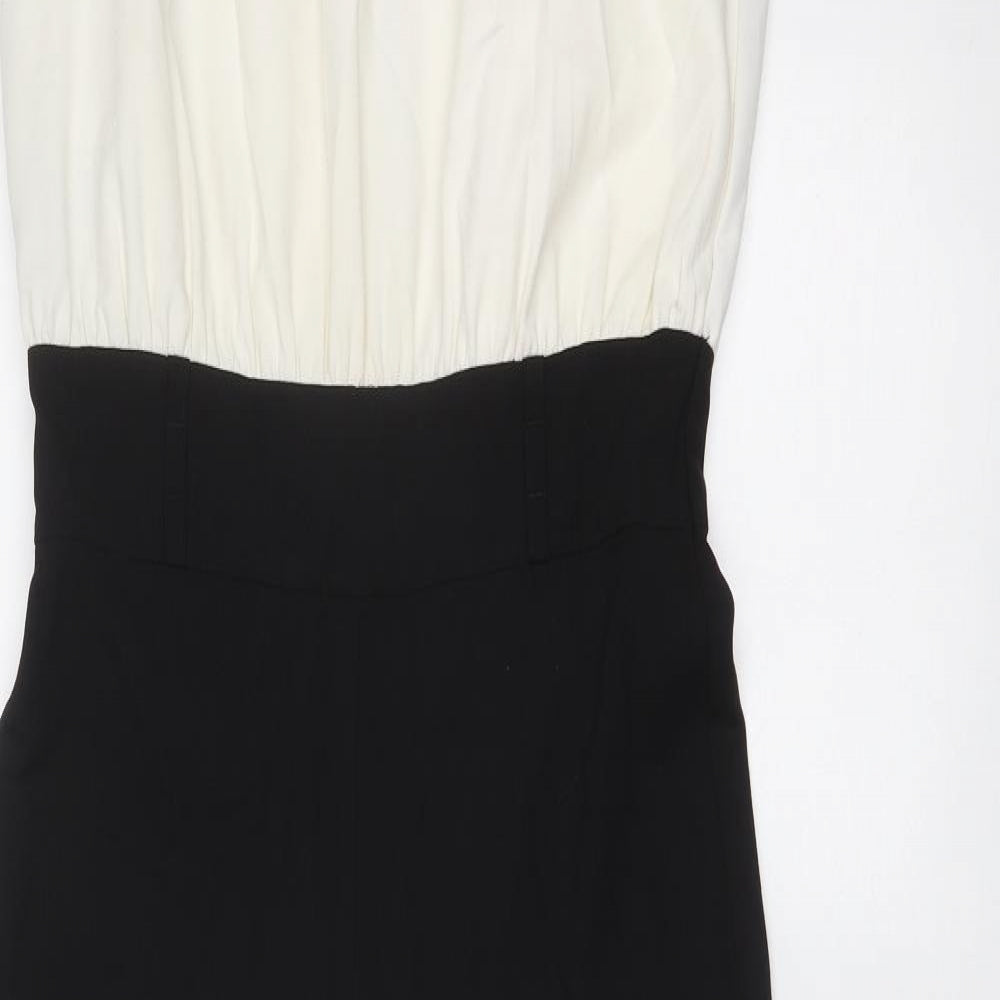 NEXT Womens Black Colourblock Viscose Jumpsuit One-Piece Size 10 Zip - Lace Detail