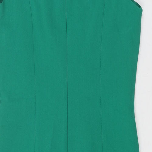 NEXT Womens Green Polyester Shift Size 12 Boat Neck Zip