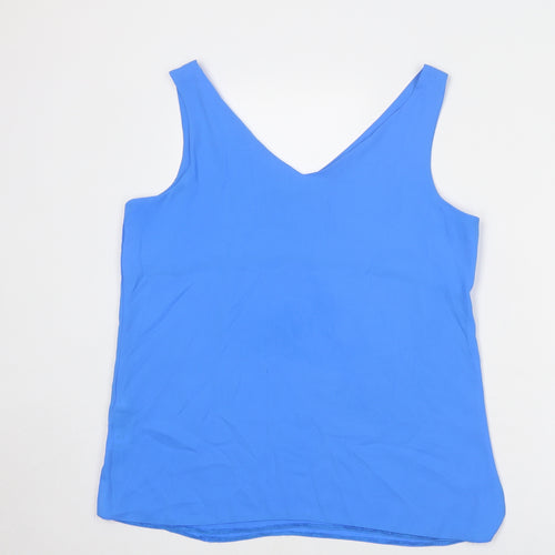 Wallis Womens Blue Polyester Basic Tank Size 12 V-Neck