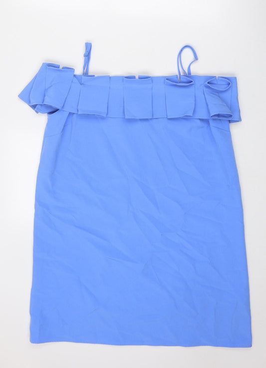 River Island Womens Blue Polyester Mini Size 16 Square Neck Pullover