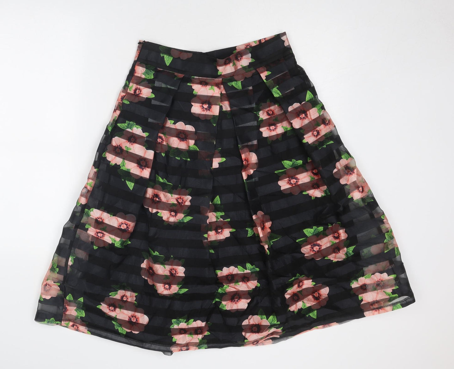 Marc Angelo Womens Black Floral Polyester Tulip Skirt Size 10 Zip