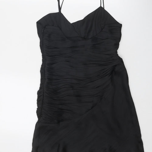 Zara Womens Black Polyester Mini Size M V-Neck Zip