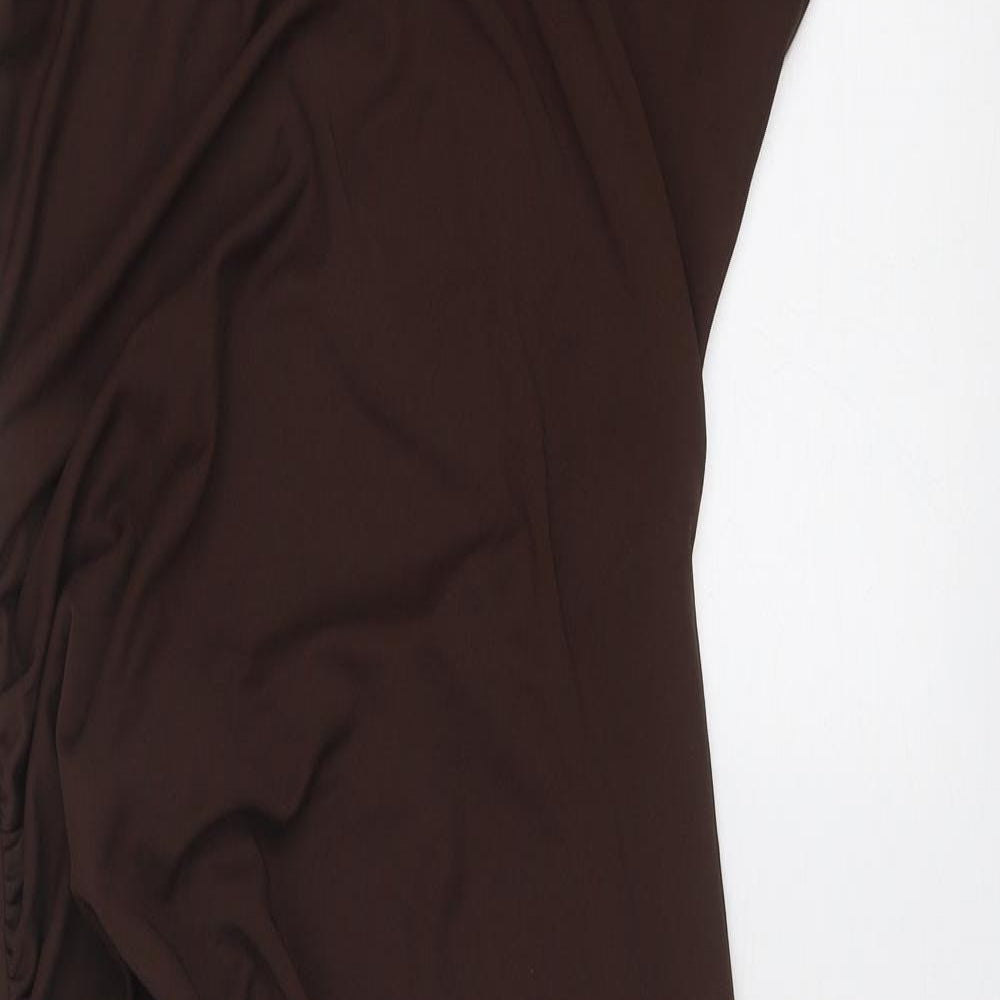 Zara Womens Brown Polyester Maxi Size 2XL One Shoulder Zip