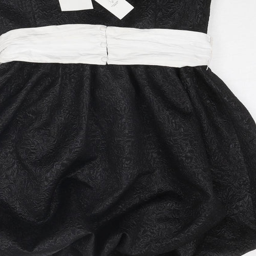 Zara Womens Black Polyester Mini Size L Square Neck Zip - Strapless
