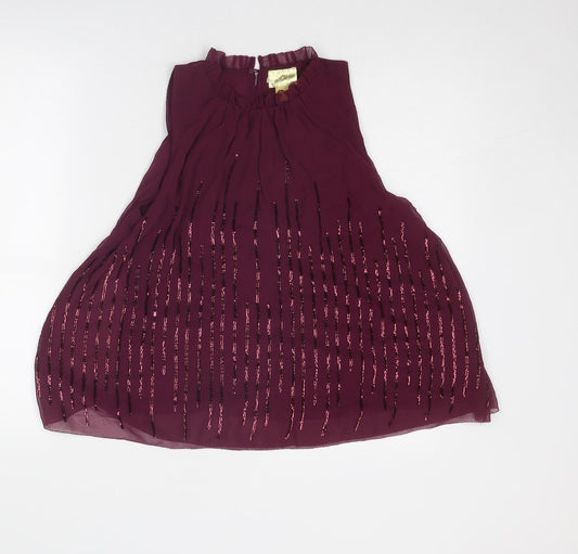 H&M Womens Purple Polyester Basic Blouse Size 6 Round Neck