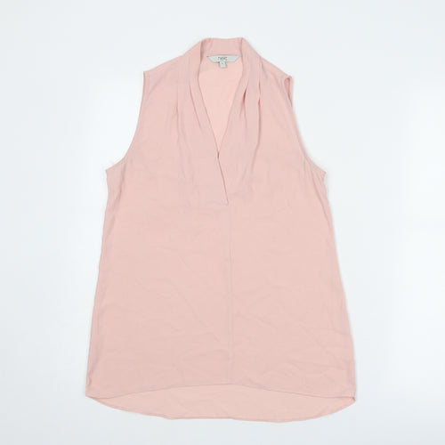 NEXT Womens Pink Polyester Basic Blouse Size 6 V-Neck