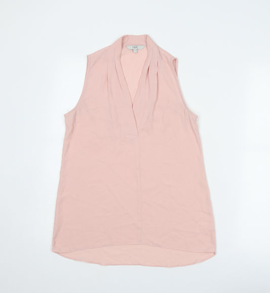 NEXT Womens Pink Polyester Basic Blouse Size 6 V-Neck