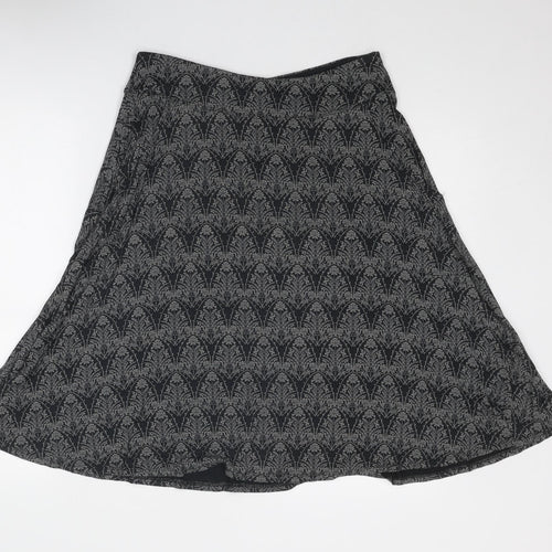 White Stuff Womens Grey Geometric Viscose Swing Skirt Size 12