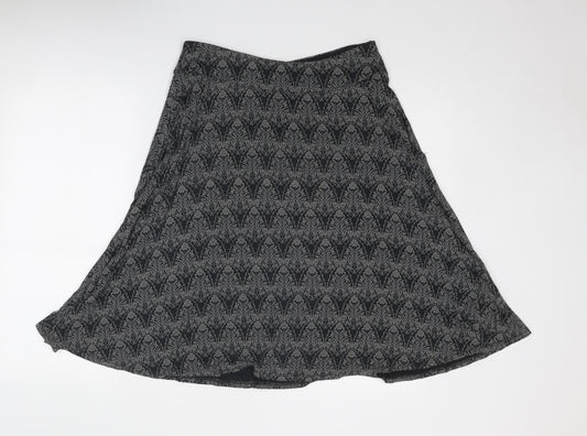 White Stuff Womens Grey Geometric Viscose Swing Skirt Size 12