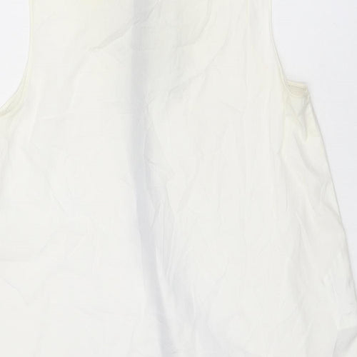 Mango Womens Ivory Polyester Basic Blouse Size L Collared