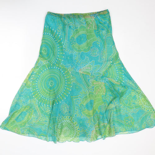 Klass Womens Blue Geometric Polyester Swing Skirt Size 14