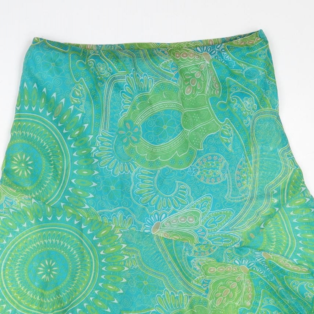 Klass Womens Blue Geometric Polyester Swing Skirt Size 14